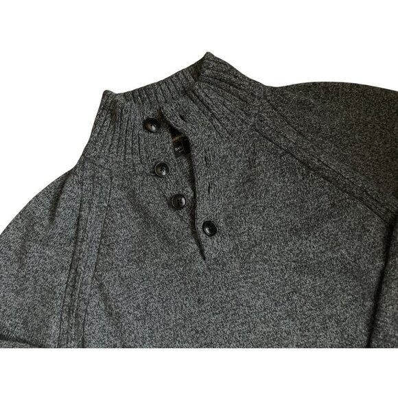 Banana Republic Gray Wool Button-Up Mock Neck Sweater Heather Gray -Large - Picture 3 of 9